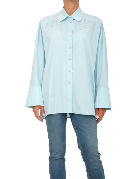 camicia manica lunga donna twin set celeste 251ap2487