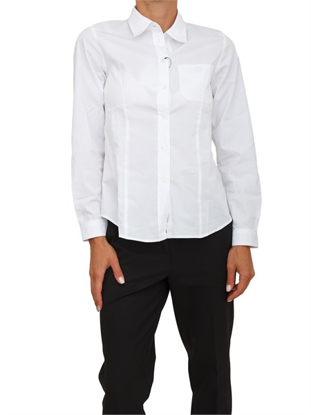 camicia marella in popeline di puro cotone bianco con taschino apice