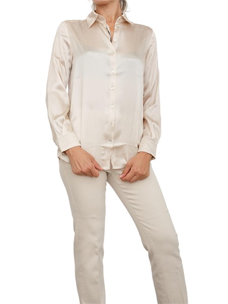 camicia marella in raso di misto seta cipria bunny