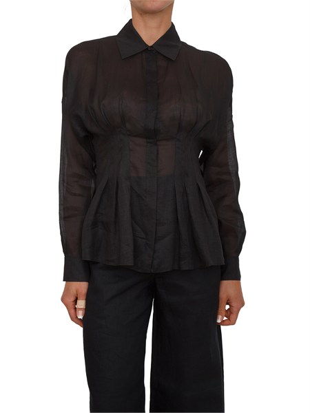 camicia mstora max mara studio in tela ramie nera mstora