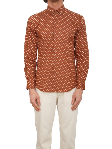 camicia napoli antony morato in cotone e viscosa ruggine stampata mmsl00804fa430662