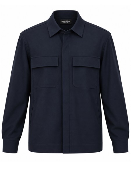 camicia overshirt aiace galassi misto lana blu dvg12w2022