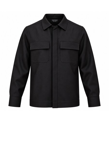 camicia overshirt aiace galassi misto lana nera dvg12w2022