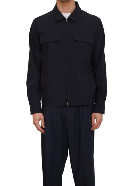 camicia overshirt uomo antony morato in misto viscosa blu mmsl00786fa600255