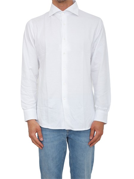 camicia paolo pecora in cotone bianco e taglio slim g0124096