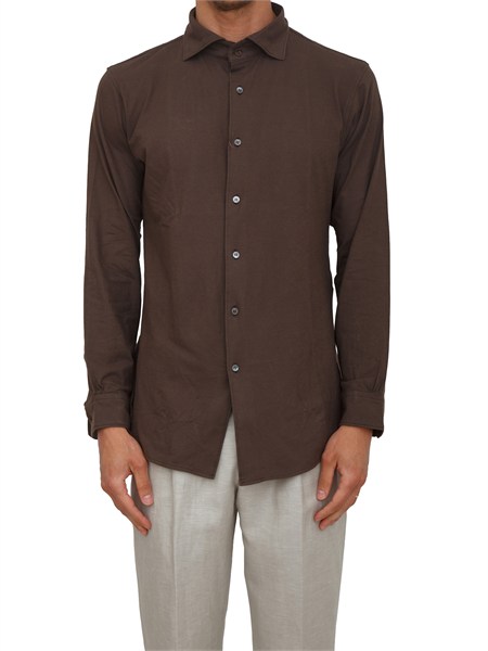 camicia paolo pecora in cotone marrone g0114169