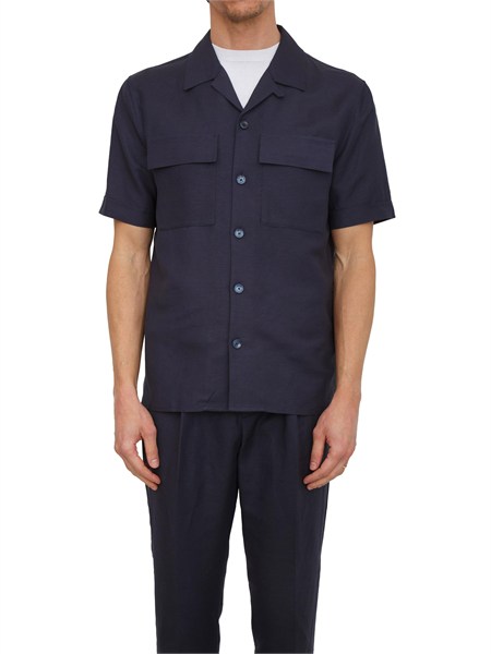 camicia uomo antony morato in lino e viscosa blu mmss00202fa900135