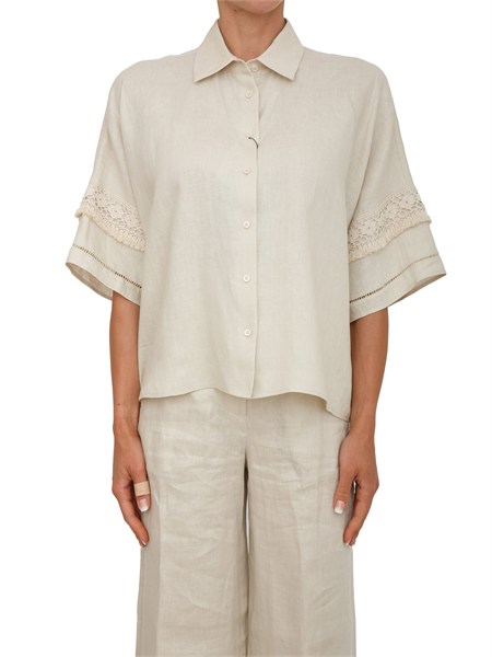 camicia wkipala max mara weekend in tela di puro lino beige wkipala