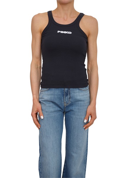 canotta blue pinko in cotone nero logo rilievo bluea3h6