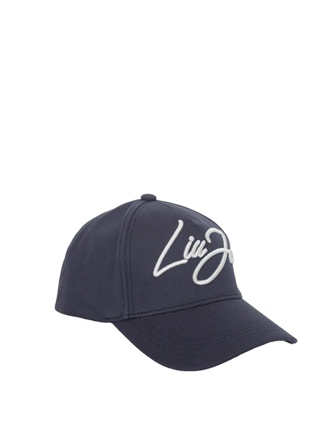 cappello blu liu jo in canvas con logo 2a6028t0300