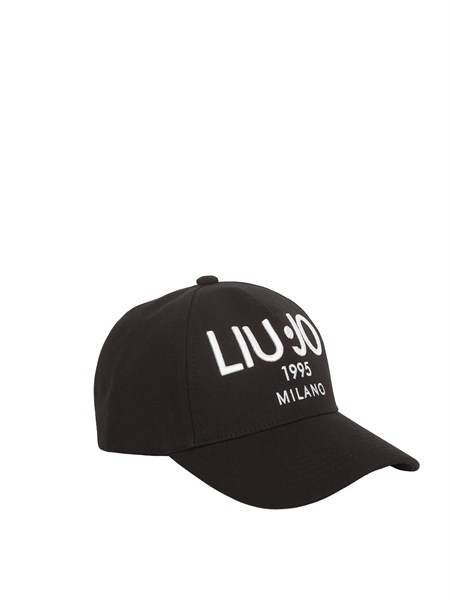 cappello liu jo donna in canvas nero con logo va6206t9555