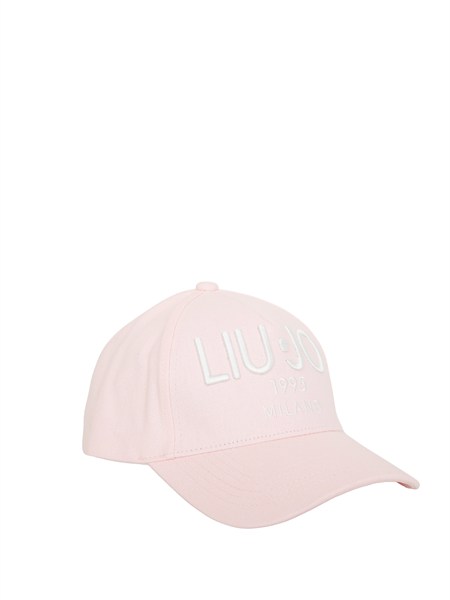 cappello liu jo donna in canvas rosa con logo va6206t9555