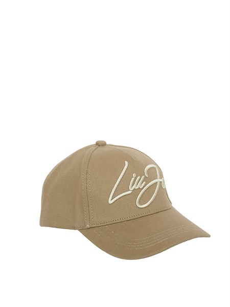 cappello marrone liu jo in canvas con logo 2a6028t0300