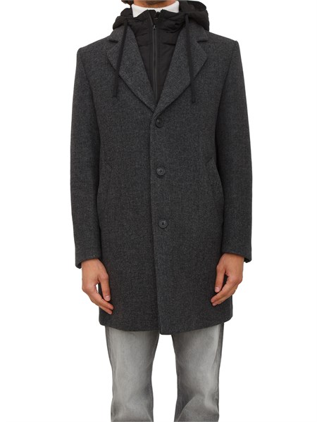 cappotto antony morato in misto viscosa grigia microcheck mmco00902fa550121