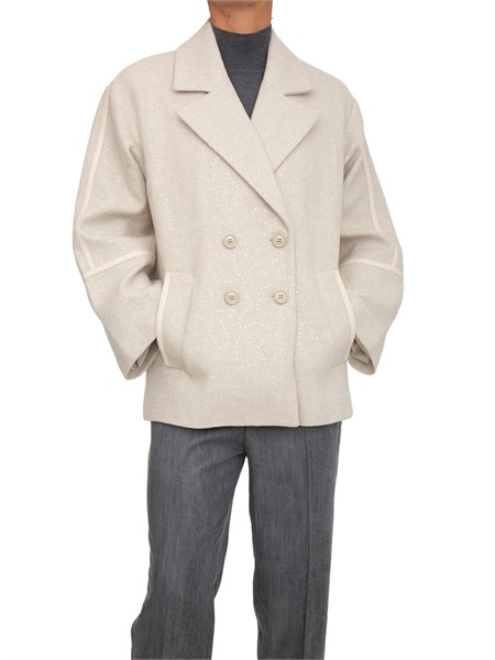 cappotto caban liu jo in misto lana avorio con paillettes mf5113t059a