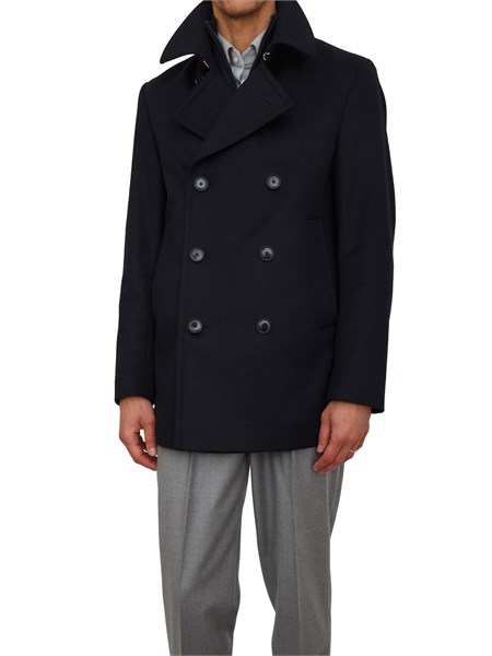 cappotto doppiopetto boss uomo in cashmere e lana blu h hyde pcoat 25450551081