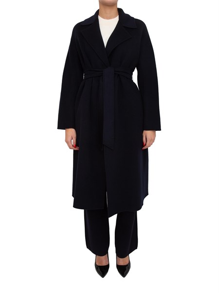 cappotto midi cles max mara in doppio drap di lana blu cles
