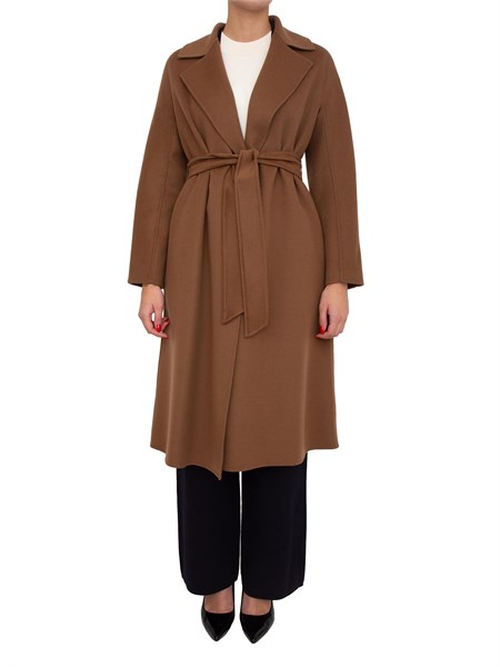 cappotto midi cles max mara in doppio drap di lana marrone cles