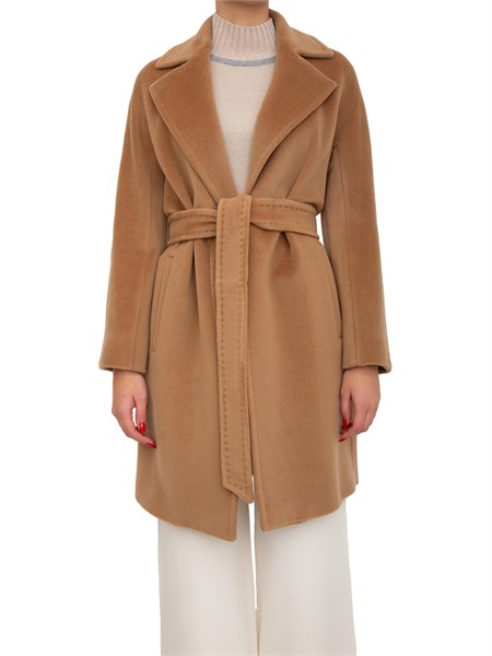 cappotto midi scire max mara in beaver di pura lana vergine cammello scire