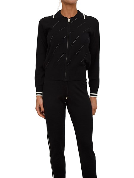 cardigan in maglia liu jo donna in viscosa nera con strass tf5032ms63l