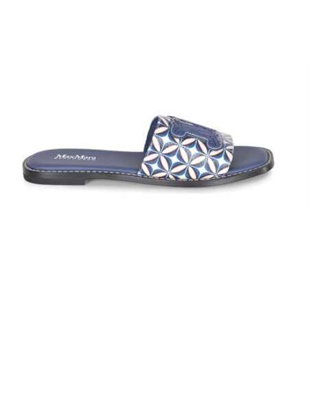 ciabatte max mara in pelle blu disegno geometrico bchdovere