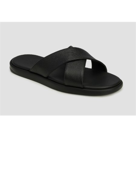 ciabatte sandalo doucals uomo in pelle nera du2859mykouf273nn00