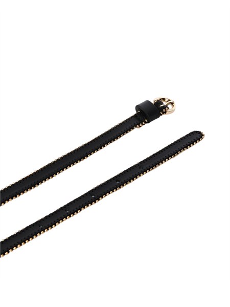 cintura sottile pinko in pelle martellata nera con borchie 107150a2x7