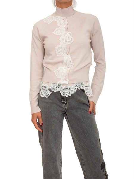 completo blugirl cardiganlupetto in lana cipria con pizzo rf5222ma82o