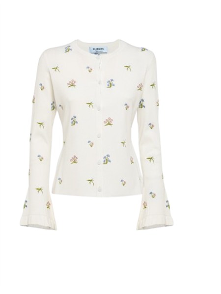 completo cardigantop blugirl in viscosa bianca ricamo fiori ra6117ms46m