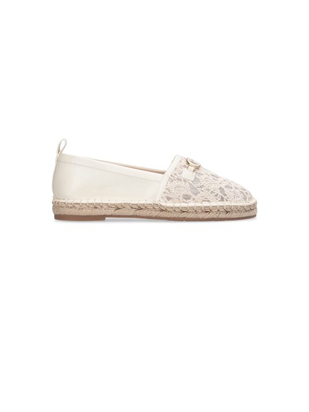 espadrillas liu jo donna in tessuto cipria con pizzo e logo sa6097ex349