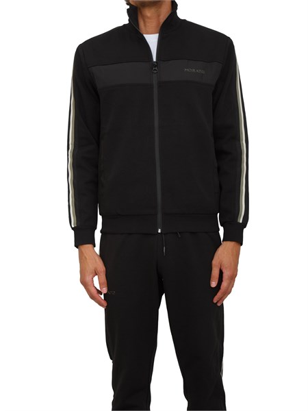 felpa antony morato con zip e bande in misto cotone interlock nero mmfl01096fa150168