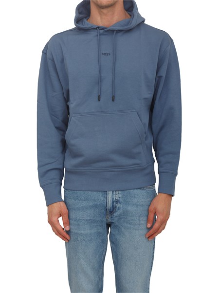 felpa blu boss uomo in cotone wesmallhood50514530