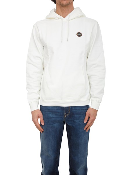 felpa con cappuccio badge napapijri in french terry bianco b badgehnp0a891l2061