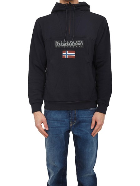 felpa con cappuccio burgee napapijri in cotone nero burgeehzh20np0a4i5e0411