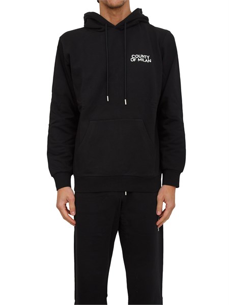 felpa con cappuccio county of milan nera con stampa logo dietro f5camahs006