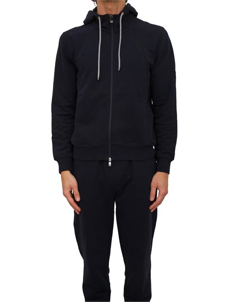 felpa corneliani in misto cotone blu con zip e cappuccio 26g5622625029