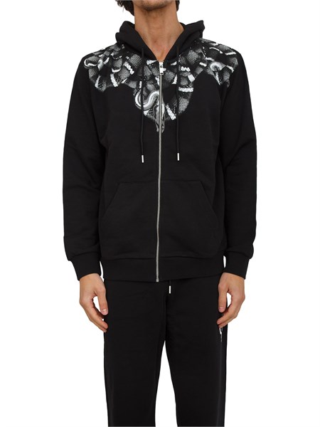 felpa full zip con cappuccio county of milan nera stampa serpente f5camahs042