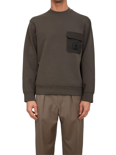 felpa girocollo uomo emporio armani in double jersey verde em002925af10013