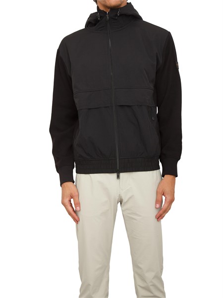 felpa giubbino boss uomo bimaterico nero con cappuccio ze hood50546514