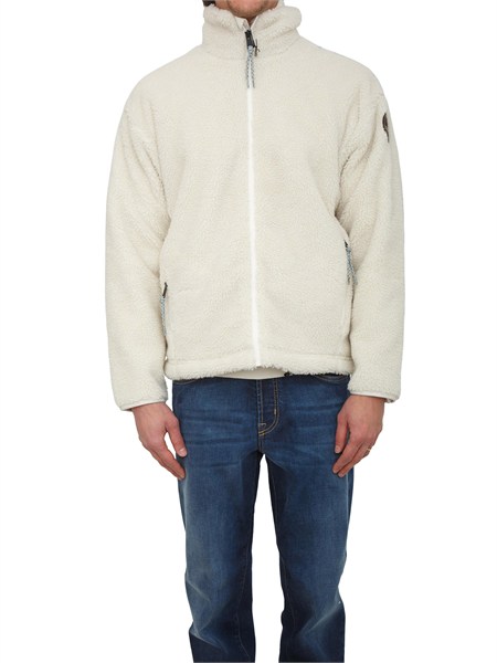 felpa in pile fiemme napapijri in teddy bianco con stampa t fiemmenp0a88tcf0t1