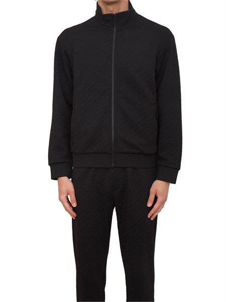 felpa uomo armani exchange in tessuto nero logo jacquard xm002899af21862