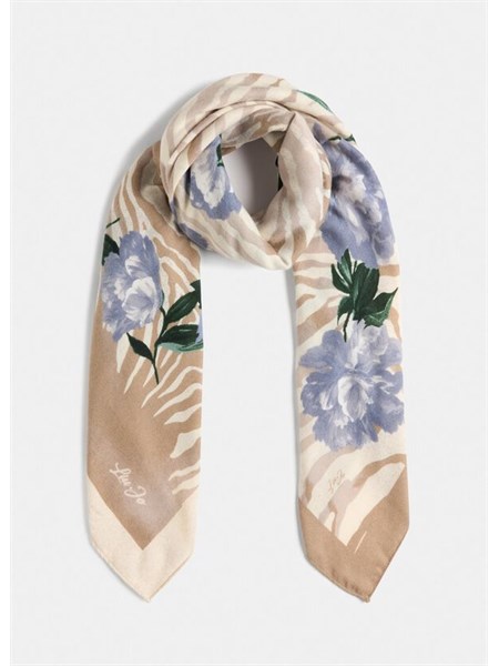 foulard liu jo beige stampa floreale zebrata 2f5075t0300