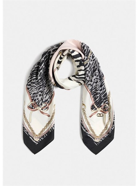 foulard liu jo donna in tessuto nero stampa animalier 2f5084t0300