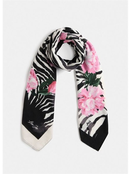 foulard liu jo nero stampa floreale zebrata 2f5075t0300