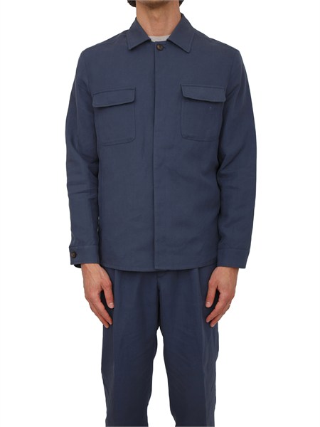 giacca camicia eleventy uomo in lino e cotone blu m75giak08tes0m116