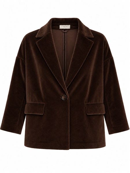 giacca donna circolo 1901 in velluto marrone e maniche 34 fd4065