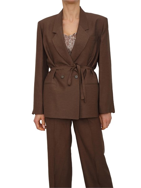 giacca doppiopetto blugirl in viscosa melange marrone ra6091t8823