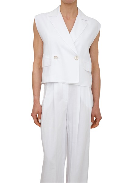 giacca gilet bianca fracomina in lino e viscosa fs26sj1001w62201
