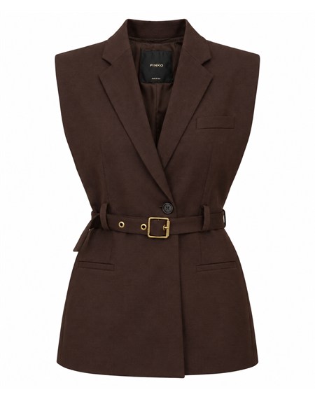 giacca gilet nuraqusa pinko in misto lana marrone nuraqusa3ms
