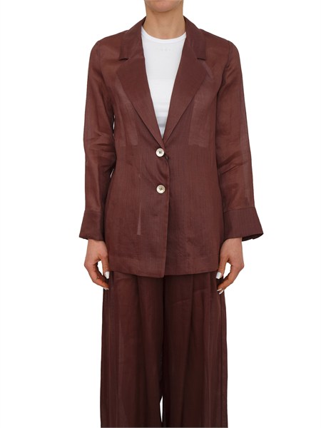 giacca monopetto mllclasse marella in ramie marrone mllclasse